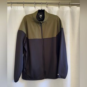 Russell Athletic Track Jacket NWOT, olive green and black, full zip